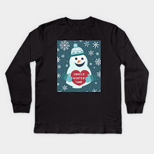 Loveley Winter Time Snowman Kids Long Sleeve T-Shirt